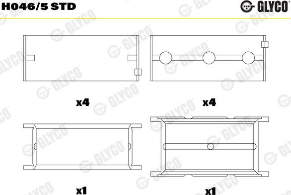 Glyco H046/5 STD - Pagrindiniai guoliai, alkūninis velenas onlydrive.pro