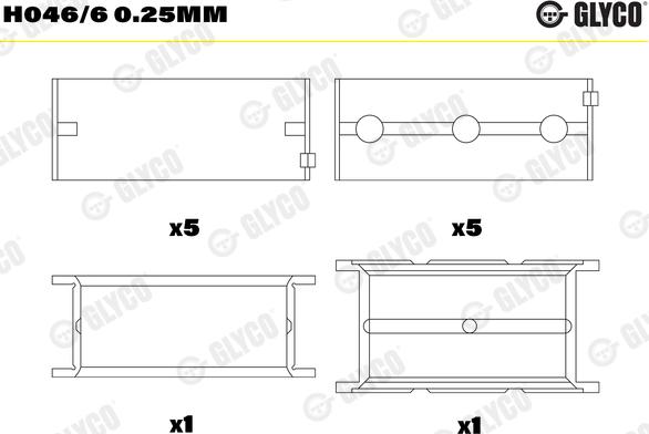 Glyco H046/6 0.25mm - Main Bearings, crankshaft onlydrive.pro