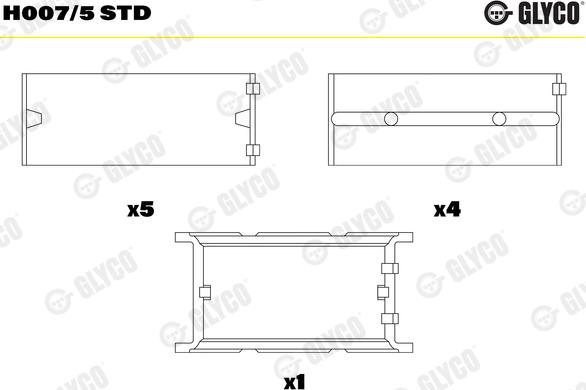 Glyco H007/5 STD - Main Bearings, crankshaft onlydrive.pro