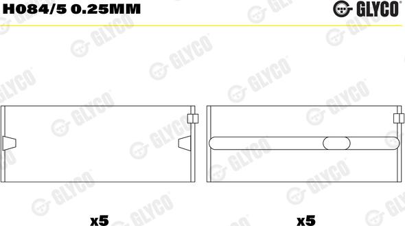 Glyco H084/5 0.25mm - Main Bearings, crankshaft onlydrive.pro