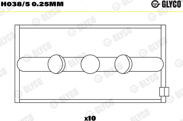 Glyco H038/5 0.25mm - Main Bearings, crankshaft onlydrive.pro