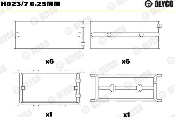 Glyco H023/7 0.25mm - Main Bearings, crankshaft onlydrive.pro