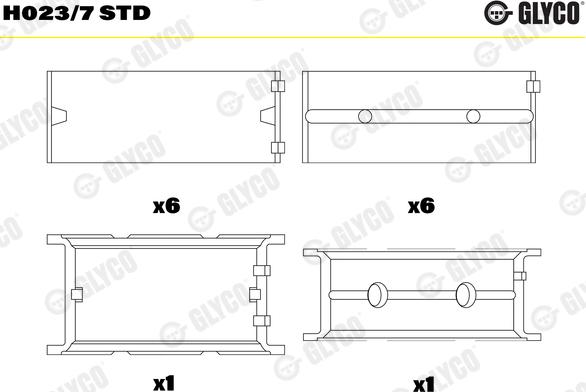 Glyco H023/7 STD - Main Bearings, crankshaft onlydrive.pro