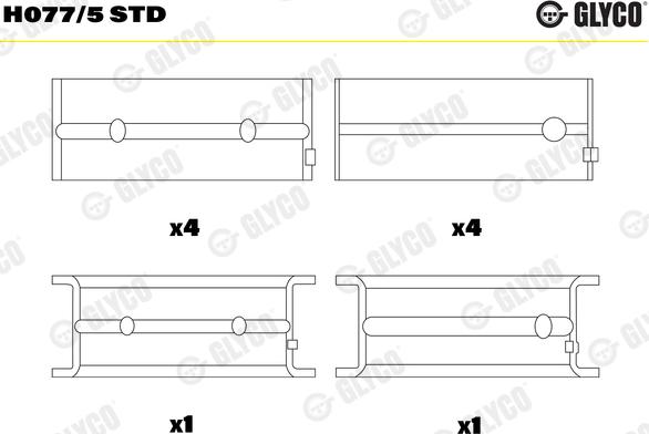 Glyco H077/5 STD - Main Bearings, crankshaft onlydrive.pro