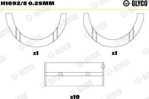 Glyco H1092/5 0.25mm - Main Bearings, crankshaft onlydrive.pro