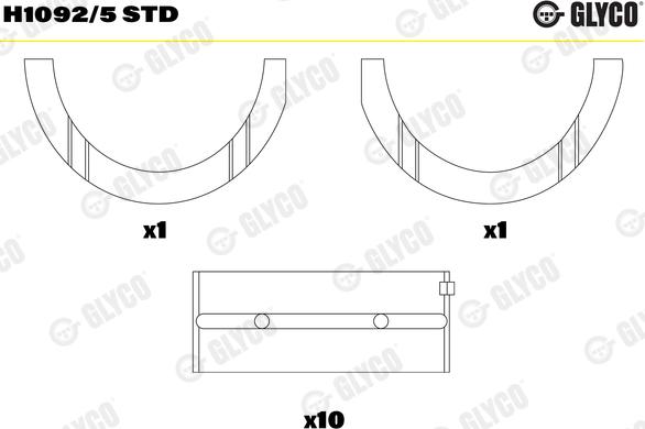 Glyco H1092/5 STD - Main Bearings, crankshaft onlydrive.pro