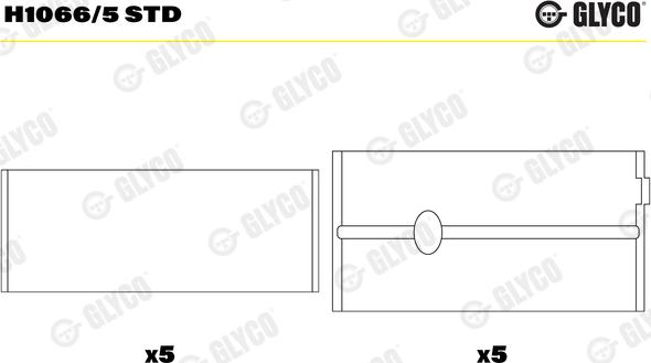 Glyco H1066/5 STD - Main Bearings, crankshaft onlydrive.pro