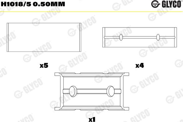 Glyco H1018/5 0.50mm - Main Bearings, crankshaft onlydrive.pro