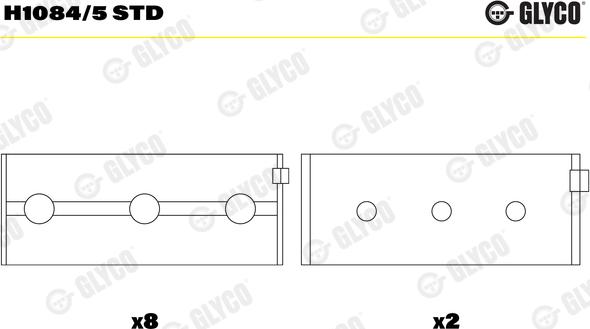 Glyco H1084/5 STD - Main Bearings, crankshaft onlydrive.pro