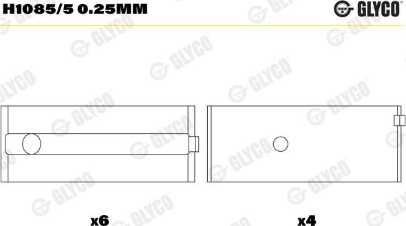 Glyco H1085/5 0.25mm - Main Bearings, crankshaft onlydrive.pro