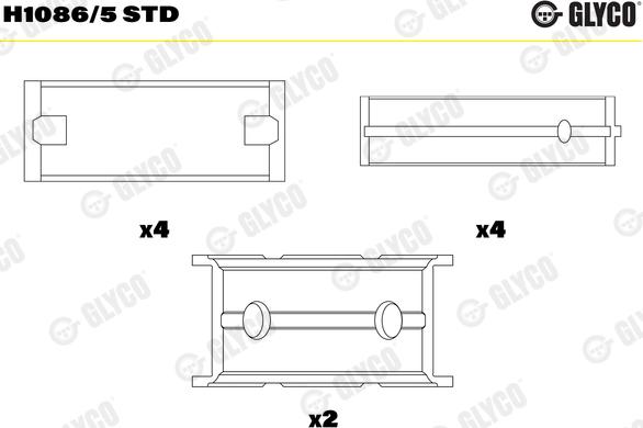 Glyco H1086/5 STD - Main Bearings, crankshaft onlydrive.pro