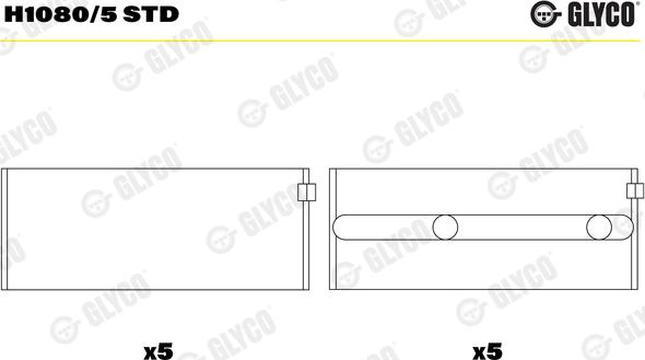 Glyco H1080/5 STD - Pagrindiniai guoliai, alkūninis velenas onlydrive.pro