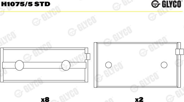 Glyco H1075/5 STD - Main Bearings, crankshaft onlydrive.pro