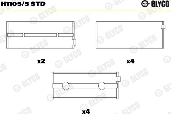 Glyco H1105/5 STD - Pagrindiniai guoliai, alkūninis velenas onlydrive.pro