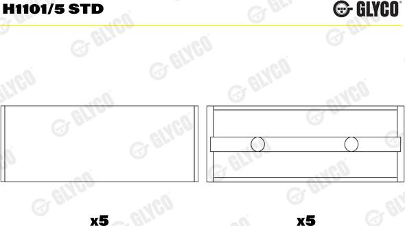 Glyco H1101/5 STD - Main Bearings, crankshaft onlydrive.pro