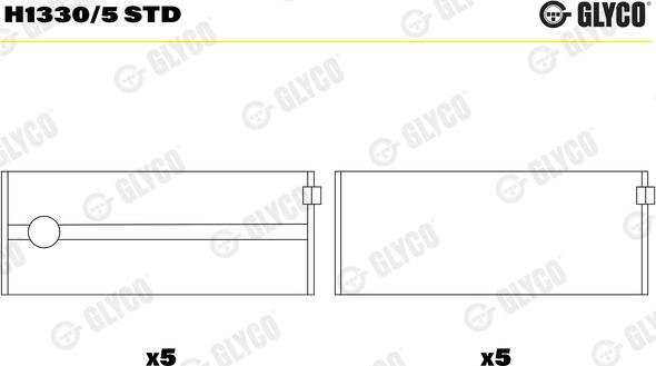 Glyco H1330/5 STD - Main Bearings, crankshaft onlydrive.pro