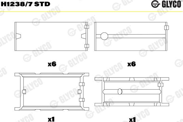 Glyco H1238/7 STD - Main Bearings, crankshaft onlydrive.pro