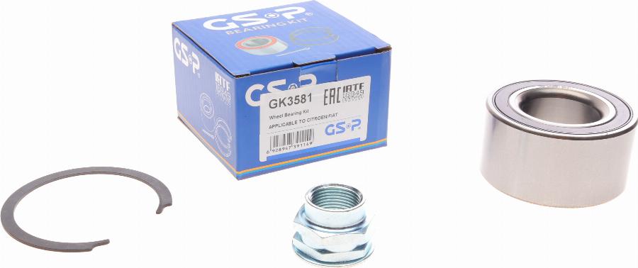 GSP GK3581 - Комплект подшипника, ступицы колеса onlydrive.pro