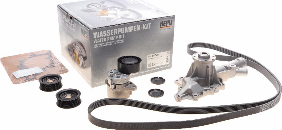 Hepu PK15380 - Water Pump + V-Ribbed Belt Set onlydrive.pro