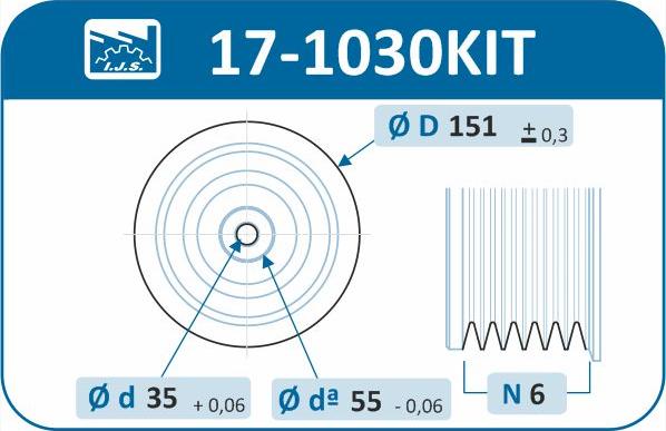 IJS GROUP 17-1030KIT - Belt Pulley, crankshaft onlydrive.pro