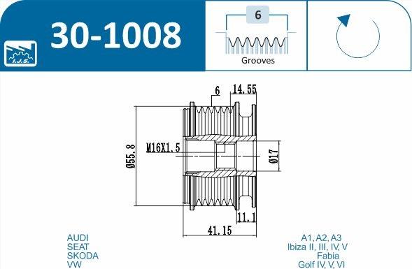 IJS GROUP 30-1008 - Piedziņas skriemelis, Ģenerators onlydrive.pro