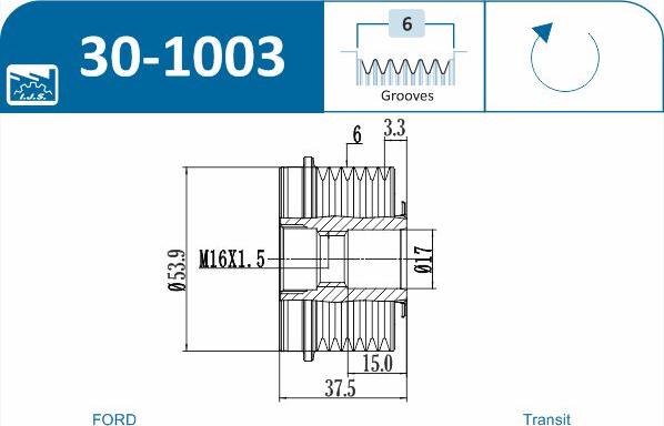 IJS GROUP 30-1003 - Pulley, alternator, freewheel clutch onlydrive.pro