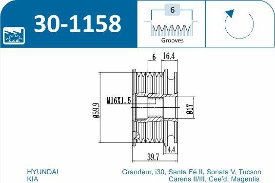 IJS GROUP 30-1158 - Skriemulys, kintamosios srovės generatorius onlydrive.pro