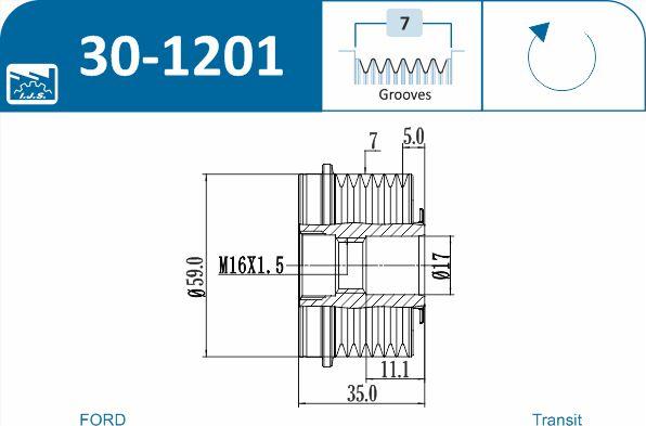 IJS GROUP 30-1201 - Pulley, alternator, freewheel clutch onlydrive.pro