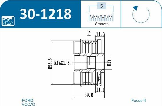 IJS GROUP 30-1218 - Pulley, alternator, freewheel clutch onlydrive.pro