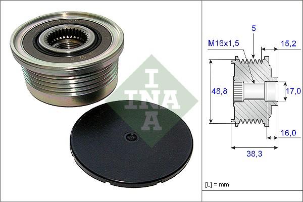 INA 535 0048 10 - Pulley, alternator, freewheel clutch onlydrive.pro