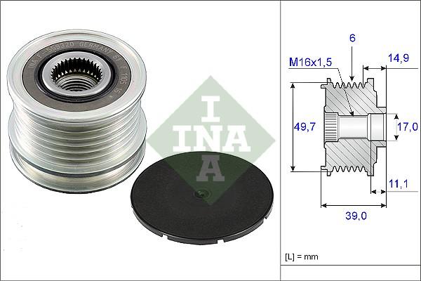 INA 535 0050 10 - Шкив генератора, муфта onlydrive.pro