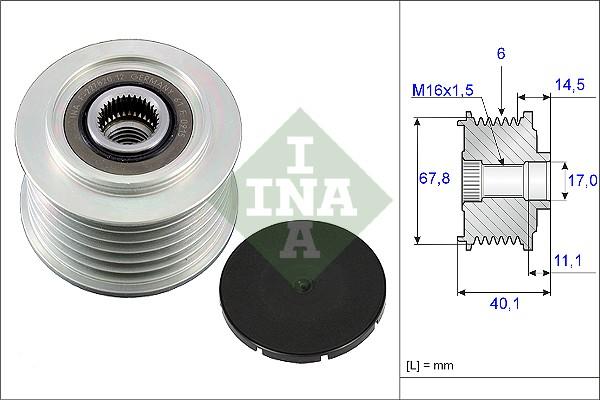 INA 535 0052 10 - Pulley, alternator, freewheel clutch onlydrive.pro