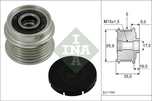 INA 535 0004 10 - Шкив генератора, муфта onlydrive.pro