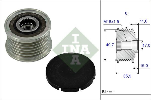 INA 535 0016 10 - Pulley, alternator, freewheel clutch onlydrive.pro