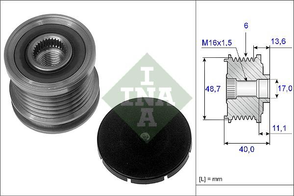 INA 535 0085 10 - Pulley, alternator, freewheel clutch onlydrive.pro