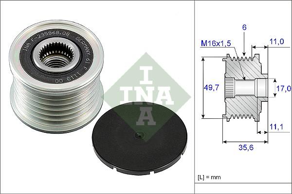 INA 535 0086 10 - Pulley, alternator, freewheel clutch onlydrive.pro