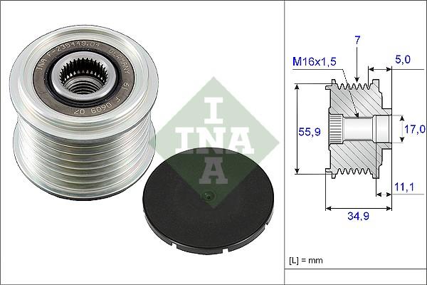 INA 535 0083 10 - Шкив генератора, муфта onlydrive.pro