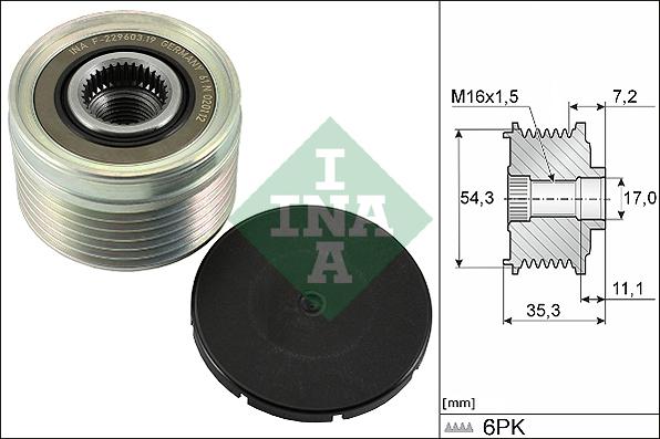 INA 535 0039 10 - Pulley, alternator, freewheel clutch onlydrive.pro