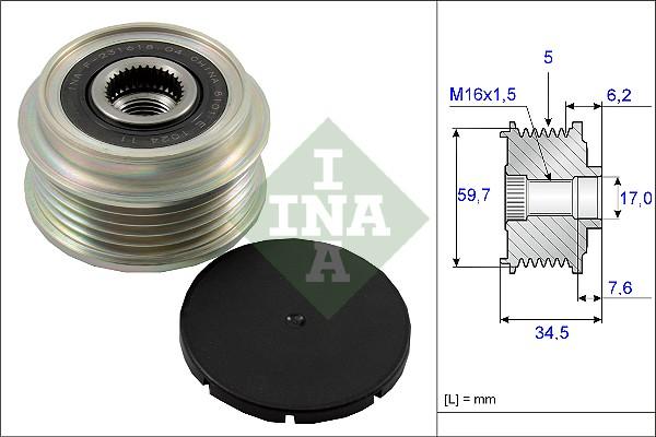 INA 535 0034 10 - Шкив генератора, муфта onlydrive.pro