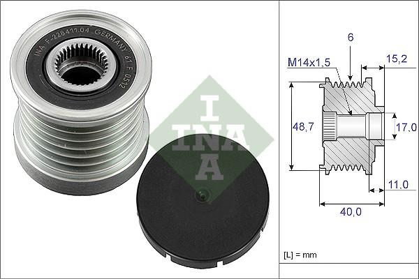 INA 535 0038 10 - Шкив генератора, муфта onlydrive.pro