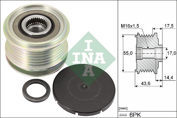 INA 535 0105 10 - Pulley, alternator, freewheel clutch onlydrive.pro