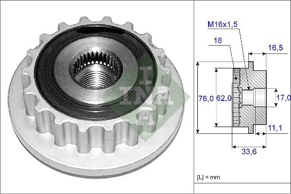 INA 535 0118 10 - Шкив генератора, муфта onlydrive.pro