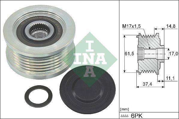 INA 535 0348 10 - Pulley, alternator, freewheel clutch onlydrive.pro