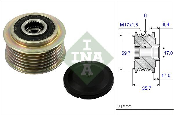 INA 535 0225 10 - Pulley, alternator, freewheel clutch onlydrive.pro