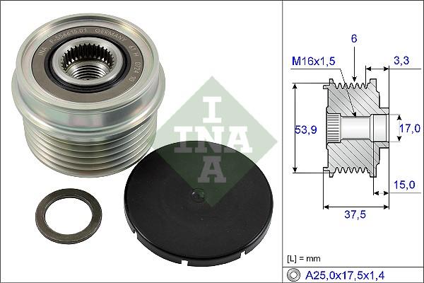 INA 535 0223 10 - Pulley, alternator, freewheel clutch onlydrive.pro