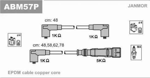 Janmor ABM57P - Uždegimo laido komplektas onlydrive.pro