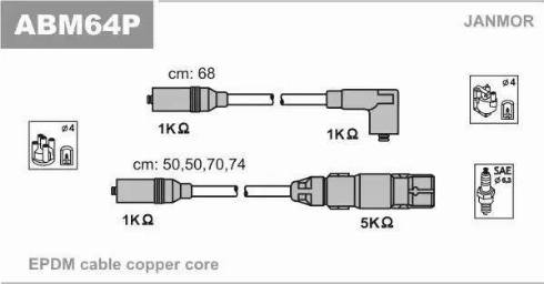 Janmor ABM64P - Комплект проводов зажигания onlydrive.pro