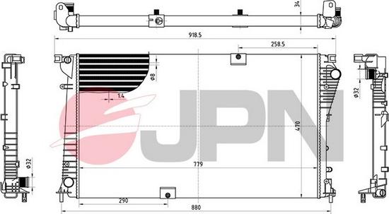 JPN 60C9046-JPN - Radiator, engine cooling onlydrive.pro