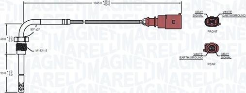 Magneti Marelli 172000165010 - Jutiklis, išmetamųjų dujų temperatūra onlydrive.pro