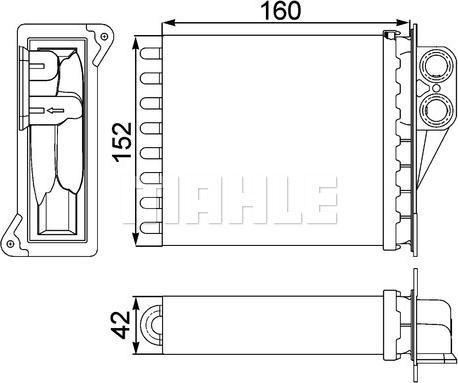 MAHLE AH 168 000P - Heat Exchanger, interior heating onlydrive.pro